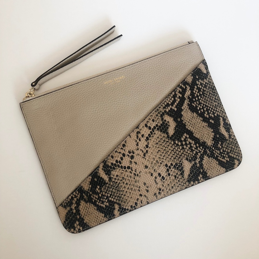 [Henri Bendel] Large Snakeskin Zip Pouch